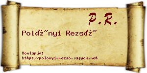 Polónyi Rezső névjegykártya